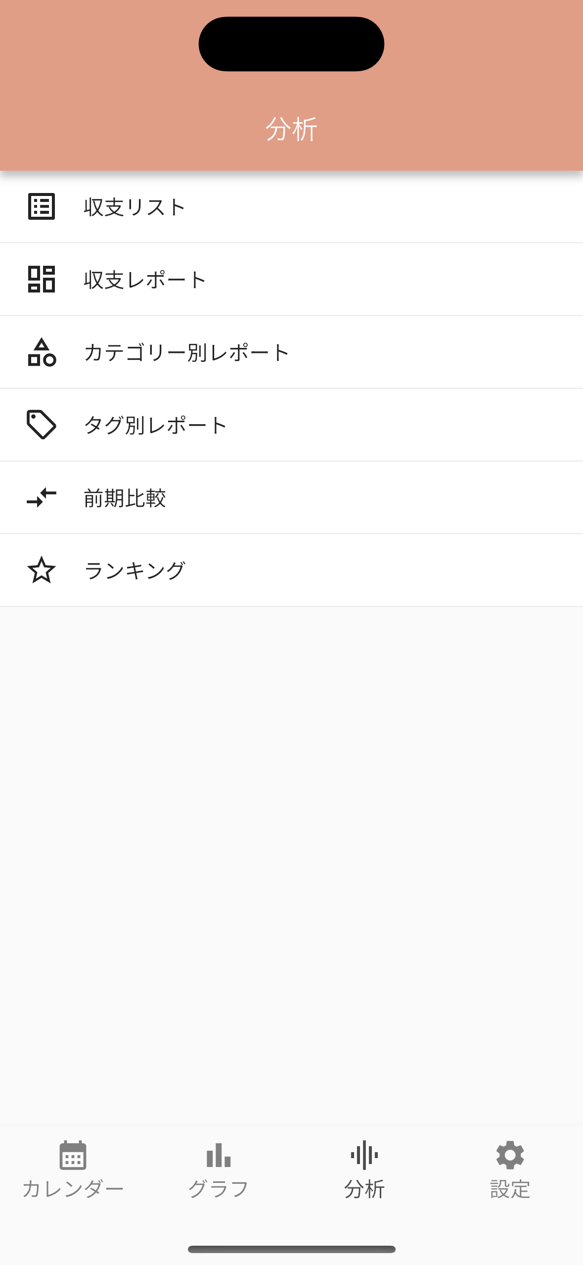 収支表NEO 分析画面 - カテゴリ別収支レポート
